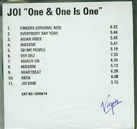 Joi One & One is One   CD